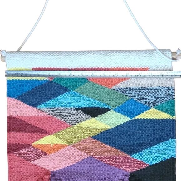 Patchwork Wall Hanging Woven Tapestry Bohemian Colorful Weave Boho Art - Picture 3 of 3
